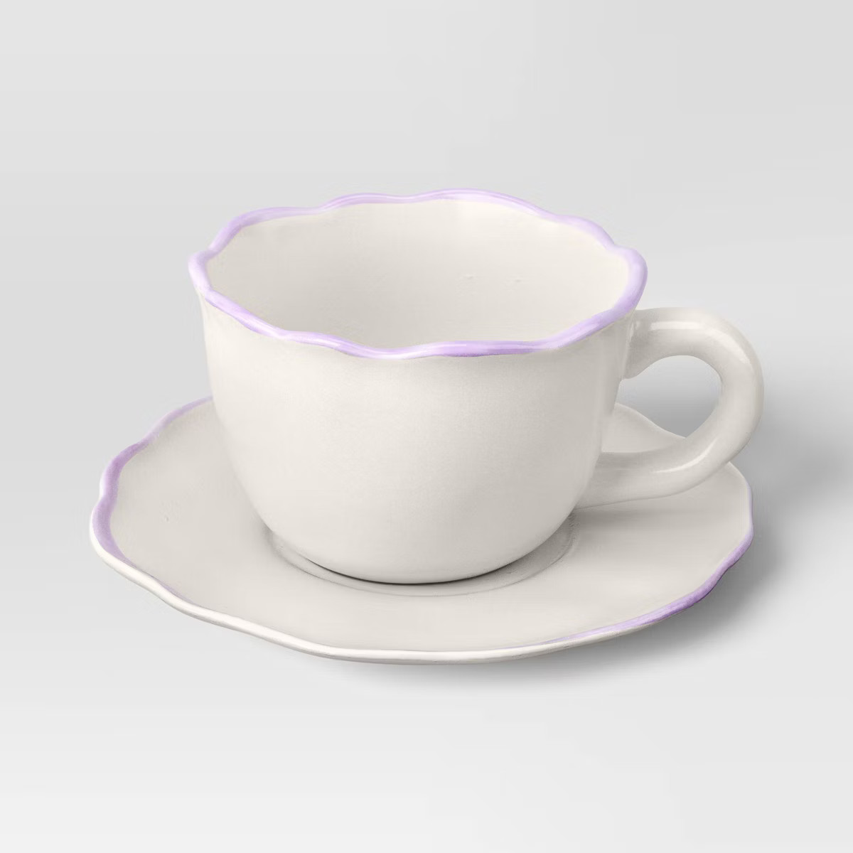 10 fl oz Easter Stoneware Rimmed Tea Cup and Saucer Plate Purple - Threshold™ | Target