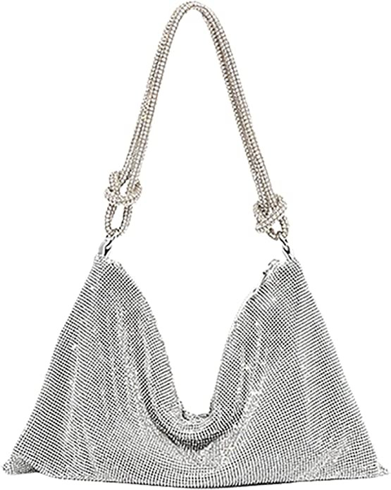 Rhinestone Hobo Bag for Women Chic Evening Handbag Shiny Purse for Travel Vacation 2022 | Amazon (US)