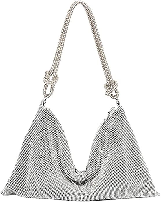 Amazon.com: Rhinestone Hobo Bag for Women Chic Evening Handbag Shiny Purse for Travel Vacation 20... | Amazon (US)