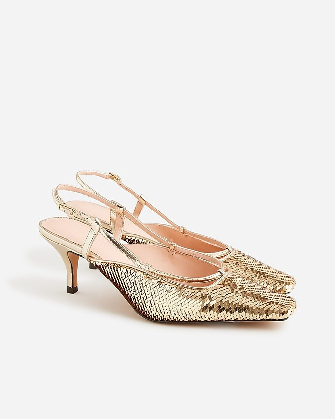 Leona slingback heels with paillettes | J. Crew US