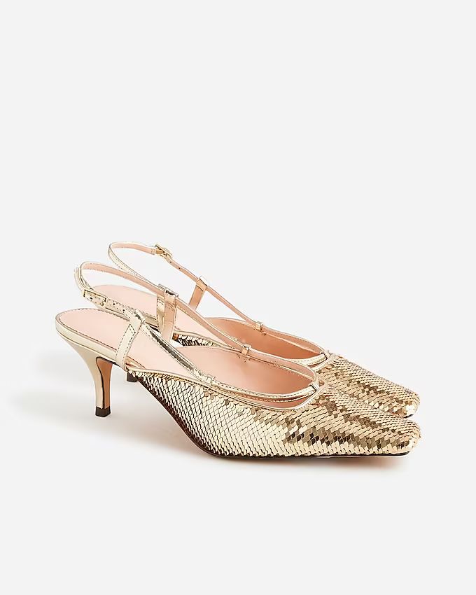 Leona slingback heels with paillettes | J.Crew US
