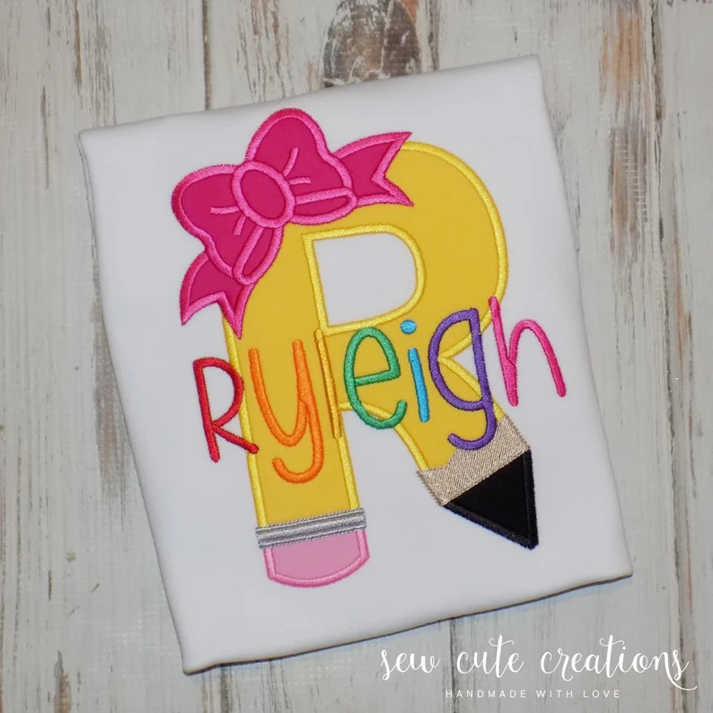 Back to School Pencil Shirt, Monogram Pencil Bow Shirt, First Day of School Outfit, Kindergarten ... | Etsy (US)