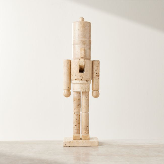 Beige Travertine Christmas Nutcracker 17 | CB2