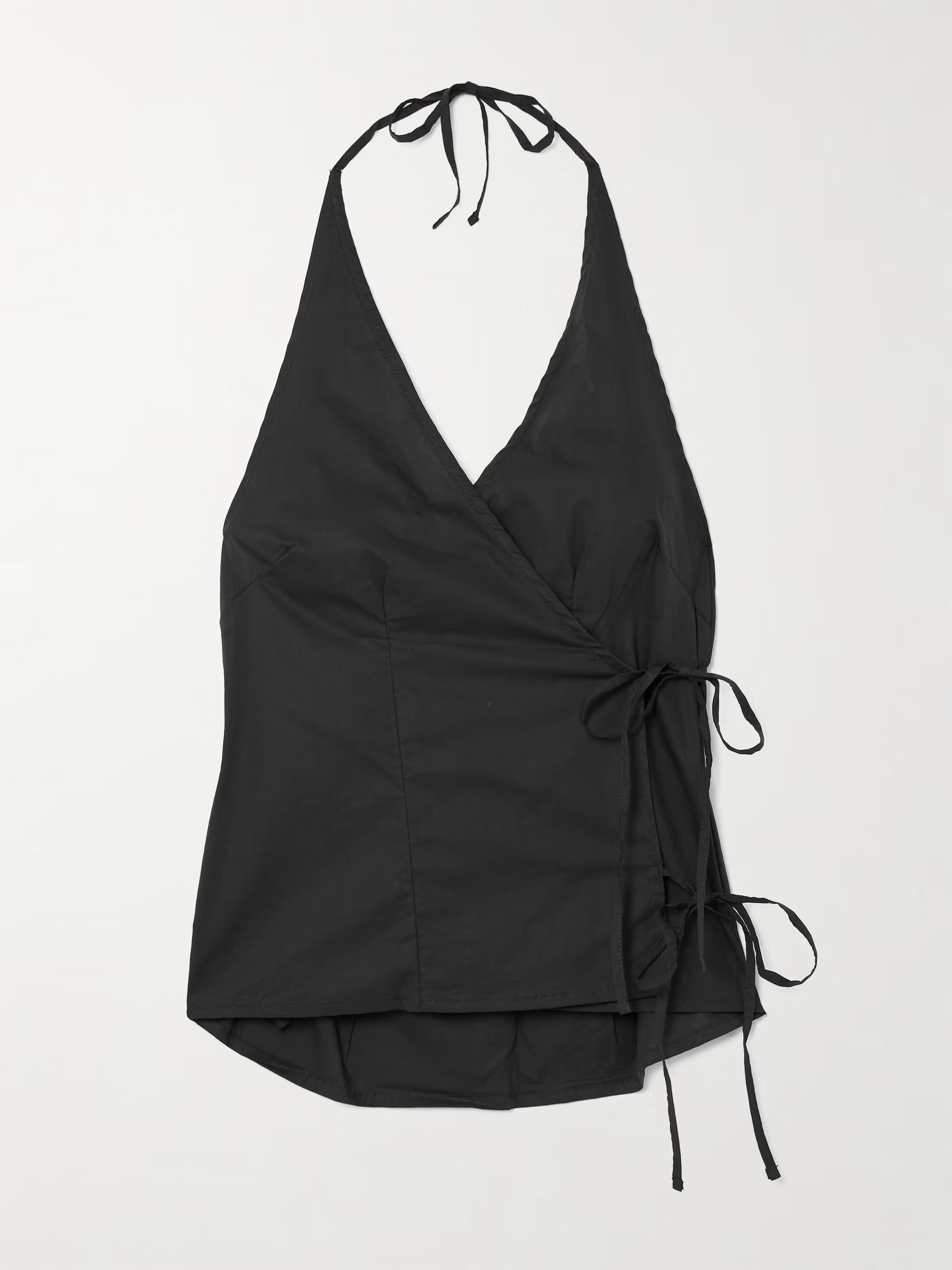 Wrap-effect organic cotton-poplin halterneck top | NET-A-PORTER (UK & EU)
