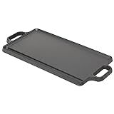 Home Basics Cast Iron Skillet Griddle (Black) Iron Griddle For Pancakes, Bacon, Burgers, and More | Nonstick Large Cast Iron Griddle With Handles | With Ridged and Flat Sides | Amazon (US)