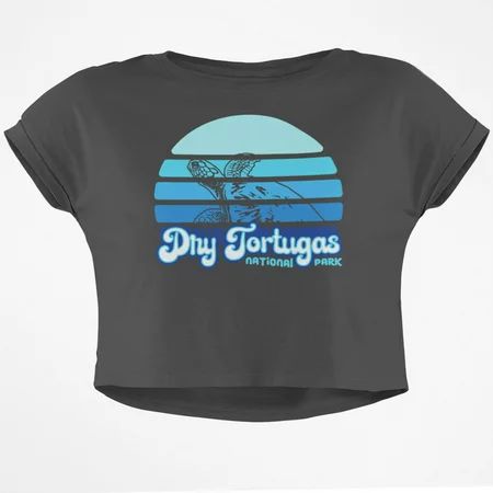 National Park Retro 70s Sunset Dry Tortugas Junior Boxy Crop Top T Shirt | Walmart (US)