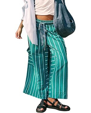 Bankeng Women Drawstring Striped Pants Loose Wide Leg Lounge Pants Casual Palazzo Pants Trousers ... | Amazon (US)