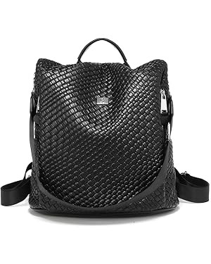 Woven Backpack Purse for Women Waterproof Leather Casual Rucksack Anti-theft Shoulder Bags | Amazon (US)