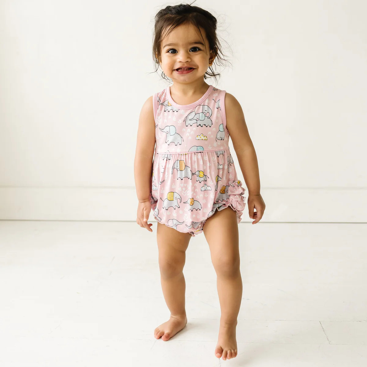 Pink Elephant Snuggles Bubble Romper | Little Sleepies