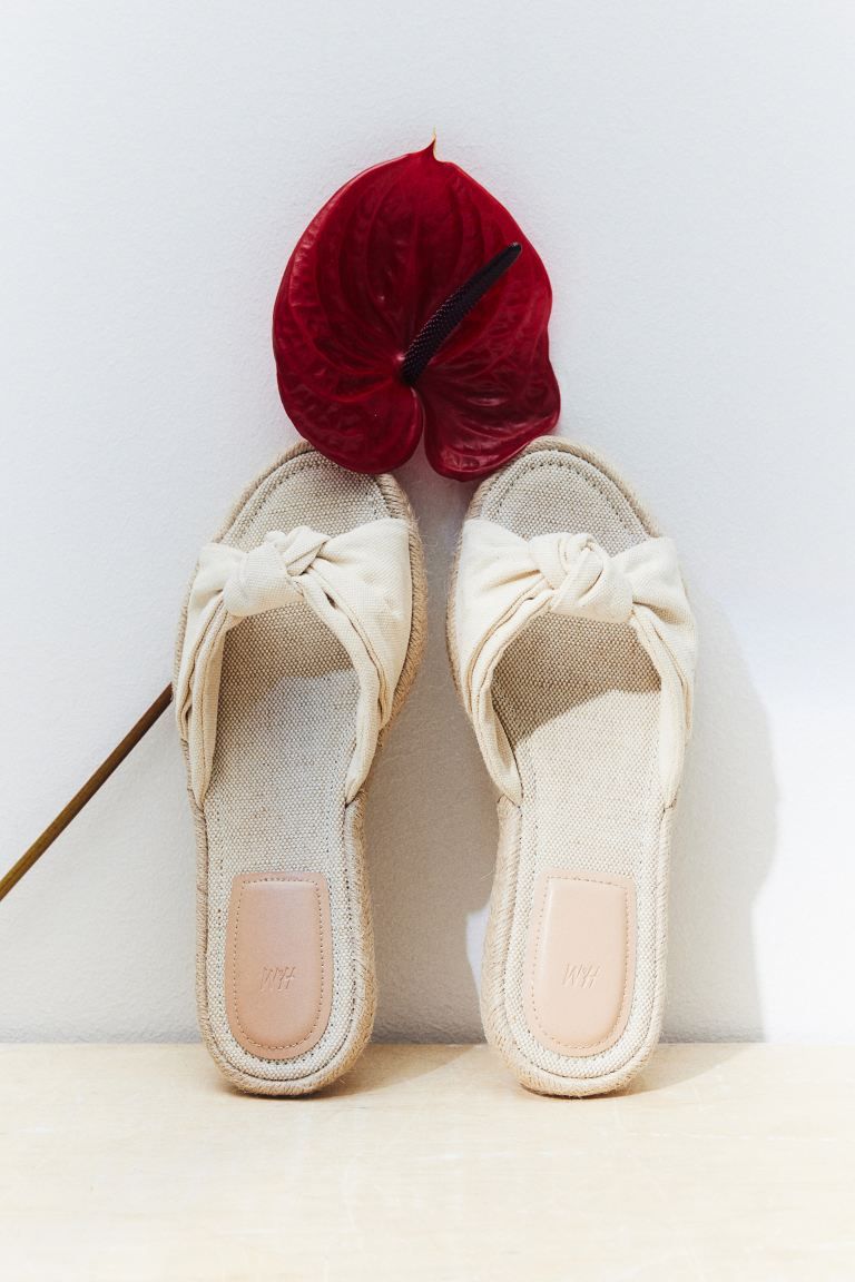 Knot-detail Espadrille Sandals - No heel - Denim blue - Ladies | H&M US | H&M (US + CA)