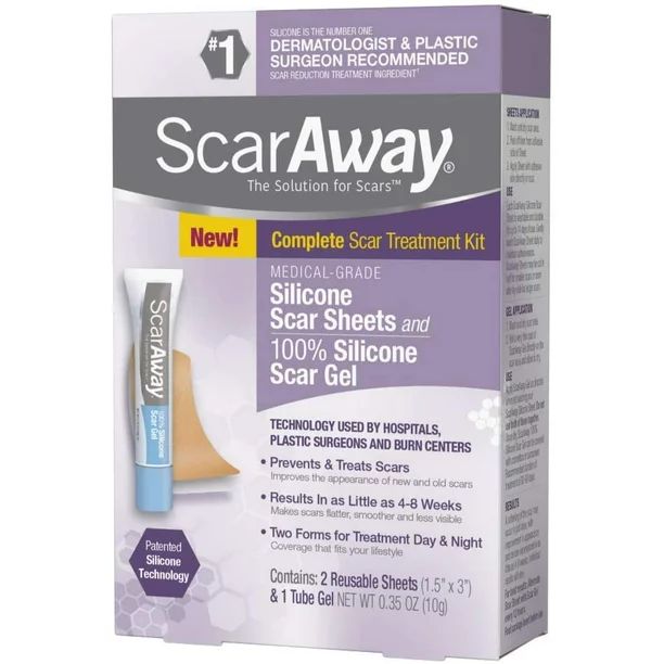 ScarAway Medical-Grade Silicone Scar Sheets and 100% Silicone Scar Gel, Complete Scar Treatment K... | Walmart (US)