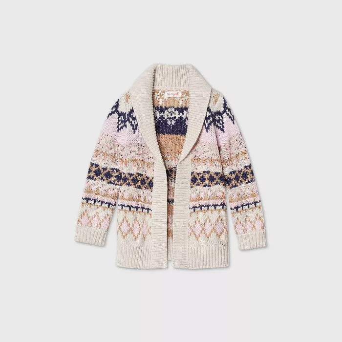 Toddler Girls' Fair Isle Cardigan - Cat & Jack™ Blush Pink/Cream | Target