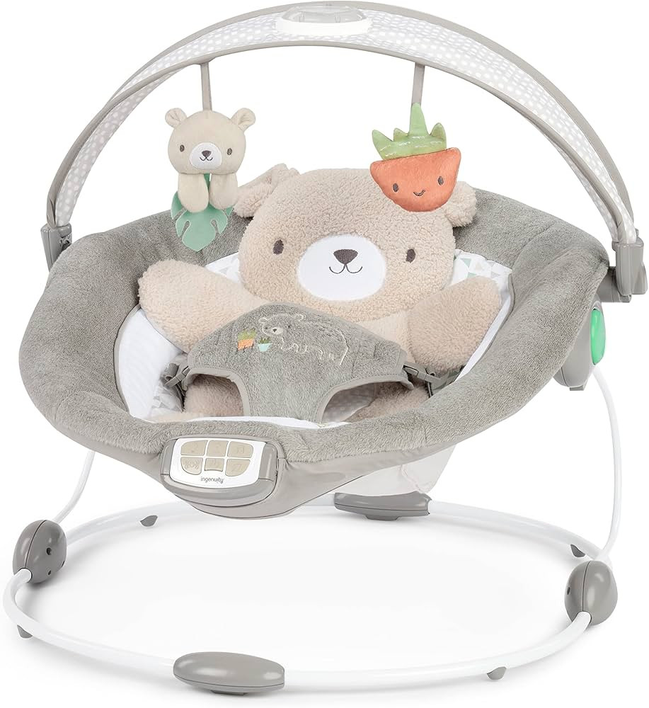 Ingenuity InLighten Baby Bouncer Seat with Light Up-Toy Bar and Bear Tummy Time Pillow Mat - Nate... | Amazon (US)