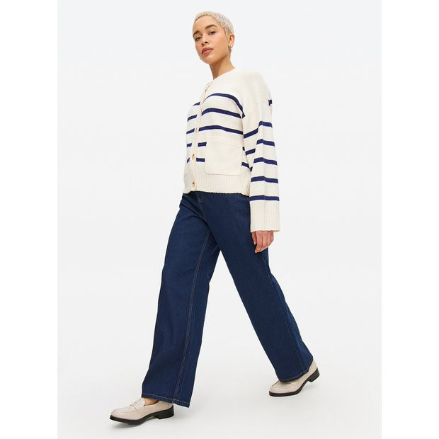 Indigo Rinse Denim Wide Leg Jeans 8R | Tu Clothing