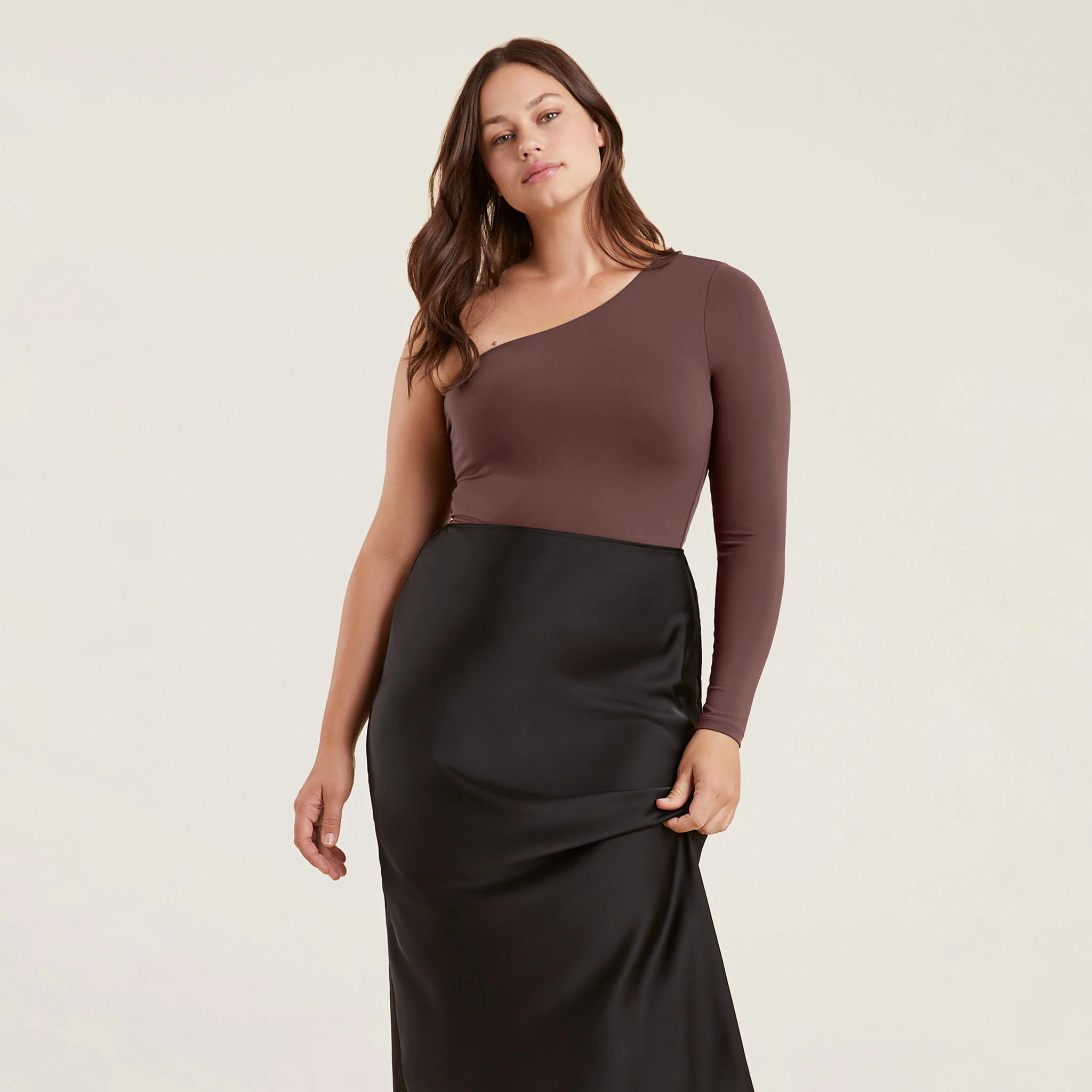 One Shoulder Bodysuit | Coffee - nuuds | nuuds