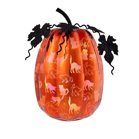 Wind and Weather Halloween LED 10" Battery-Powered Glass Pumpkin | HSN