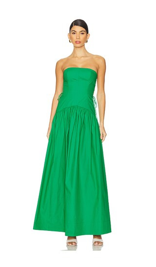 Maiori Lace Up Strapless Maxi Dress in Apple Green | Revolve Clothing (Global)