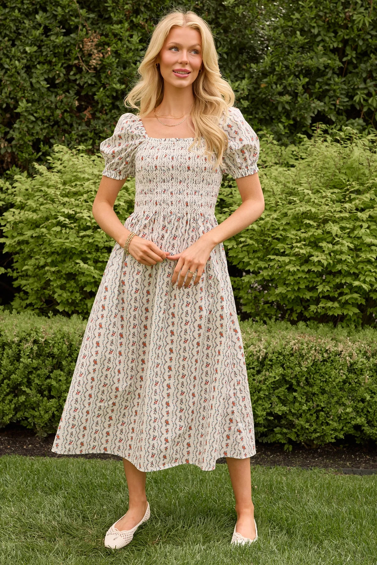 Sunday Best Dress in Linear Poppy Woodblock | Ivy City Co
