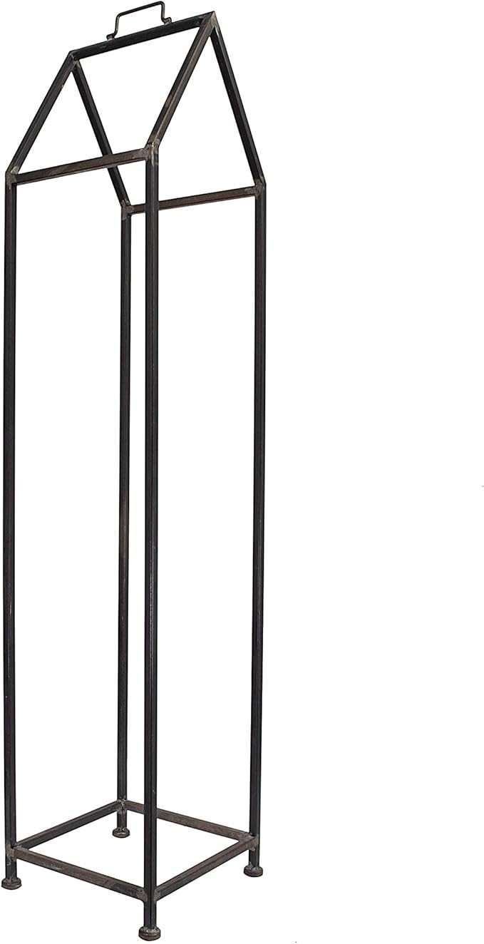 Creative Co-op Metal House Shaped Fire Wood Holder with Handle, Black | Amazon (US)