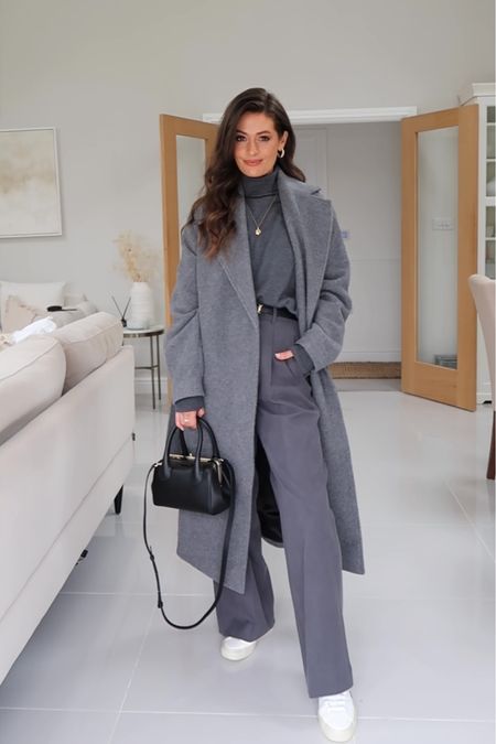 All grey outfits

Sizes
Coat XS (v oversized fit)
Grey roll neck S
Trousers sold out so alternatives linked
Belt 75 
Vejas run slightly small, size up if you are a half size 

#LTKunder100 #LTKworkwear #LTKeurope