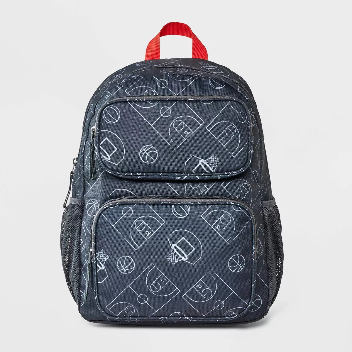 Boys' 16" Two Pocket Basketball Printed Backpack - Cat & Jack™ Charcoal Gray | Target