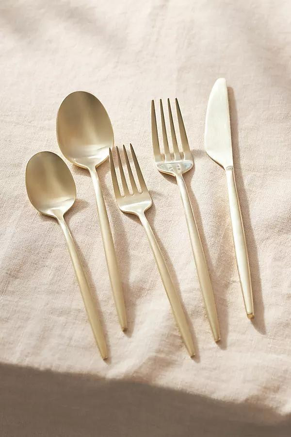 Gaze Satin Flatware 20-Piece Place Setting - Anthropologie | Havenly | Havenly