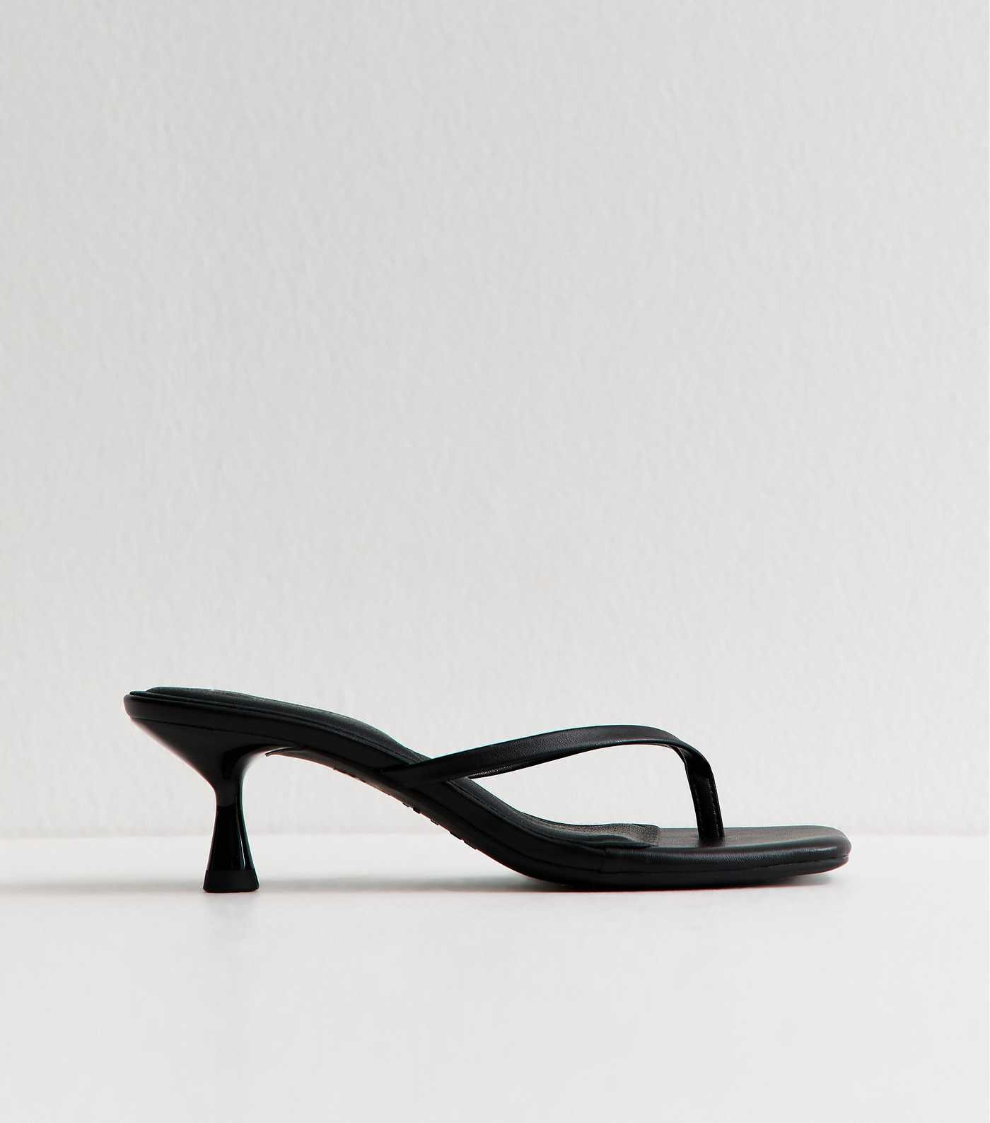 Black Faux Leather Toe Post Mules | New Look | New Look (UK)