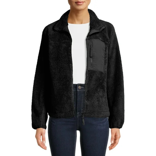 Time and Tru Women's and Women's Plus Full-Zip Faux Sherpa Jacket - Walmart.com | Walmart (US)