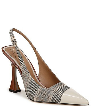 Sam Edelman Odette Plaid Fabric and Patent Cap Toe Slingback Pumps | Dillard's | Dillard's