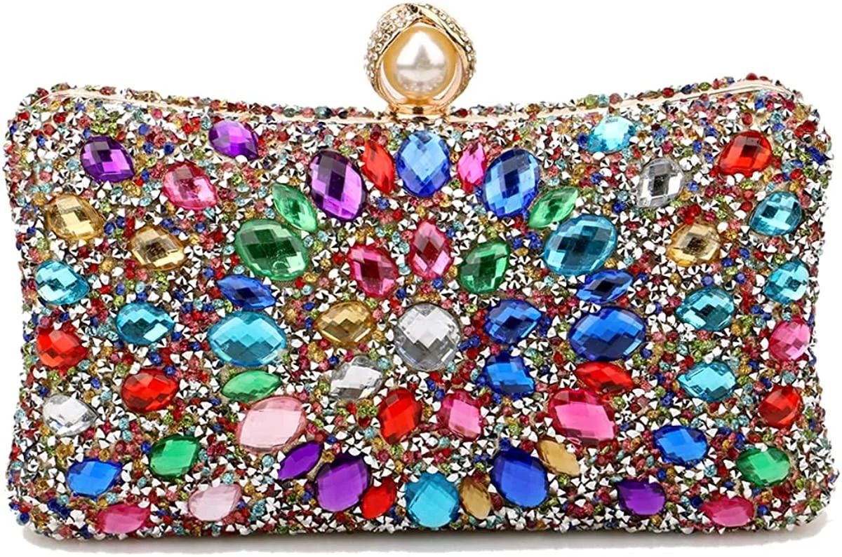 Rhinestone Women Evening Clutch Pearl Purse Multicolor Crystal wedding ball Handbags Chain bag | Walmart (US)