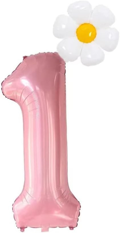 40 inch Pink Number 1 Balloons , Giant Large Aluminum Foil Daisy Number 1 Balloon, First Birthday... | Amazon (US)
