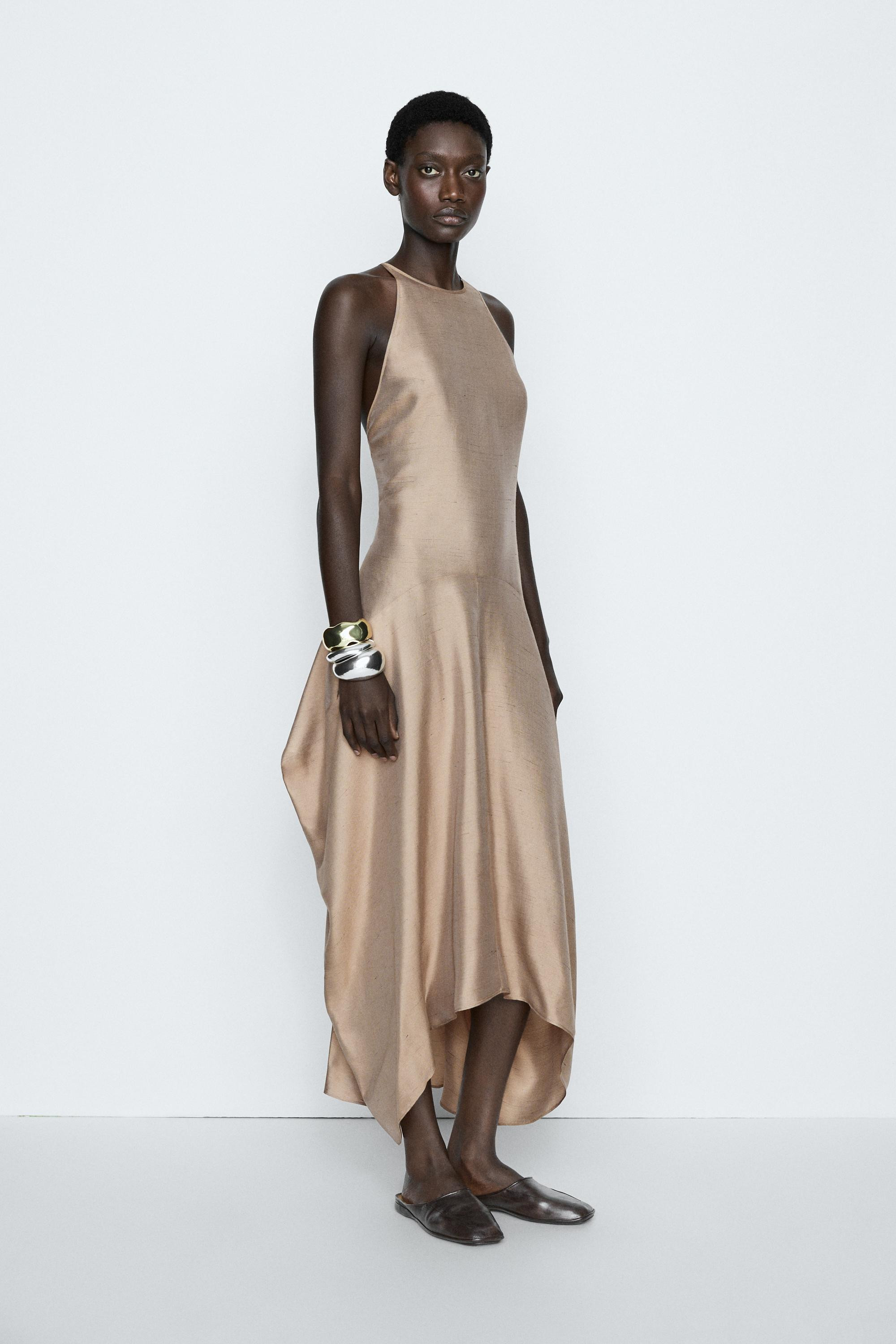 Satin halter flowing dress - STUDIO | Zara US