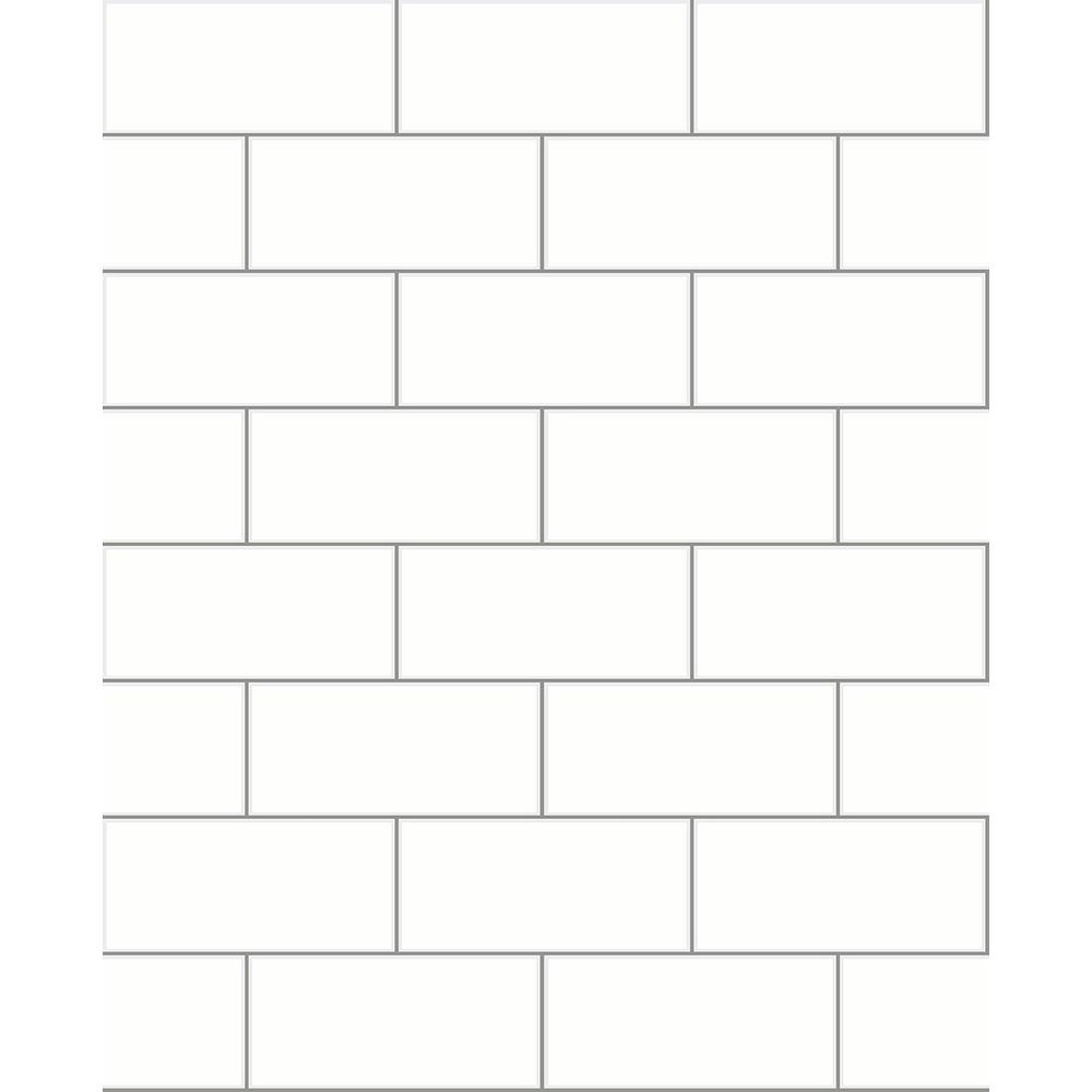 Brewster Galley Off-White Subway Tile Strippable Roll (Covers 56.4 sq. ft.) | The Home Depot