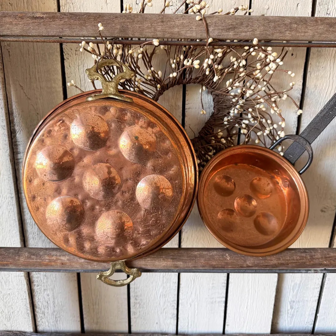 Vintage Copper Aebleskiver Pan, Antique Copper Baking Pan, Danish Pancake Pan - Etsy | Etsy (US)