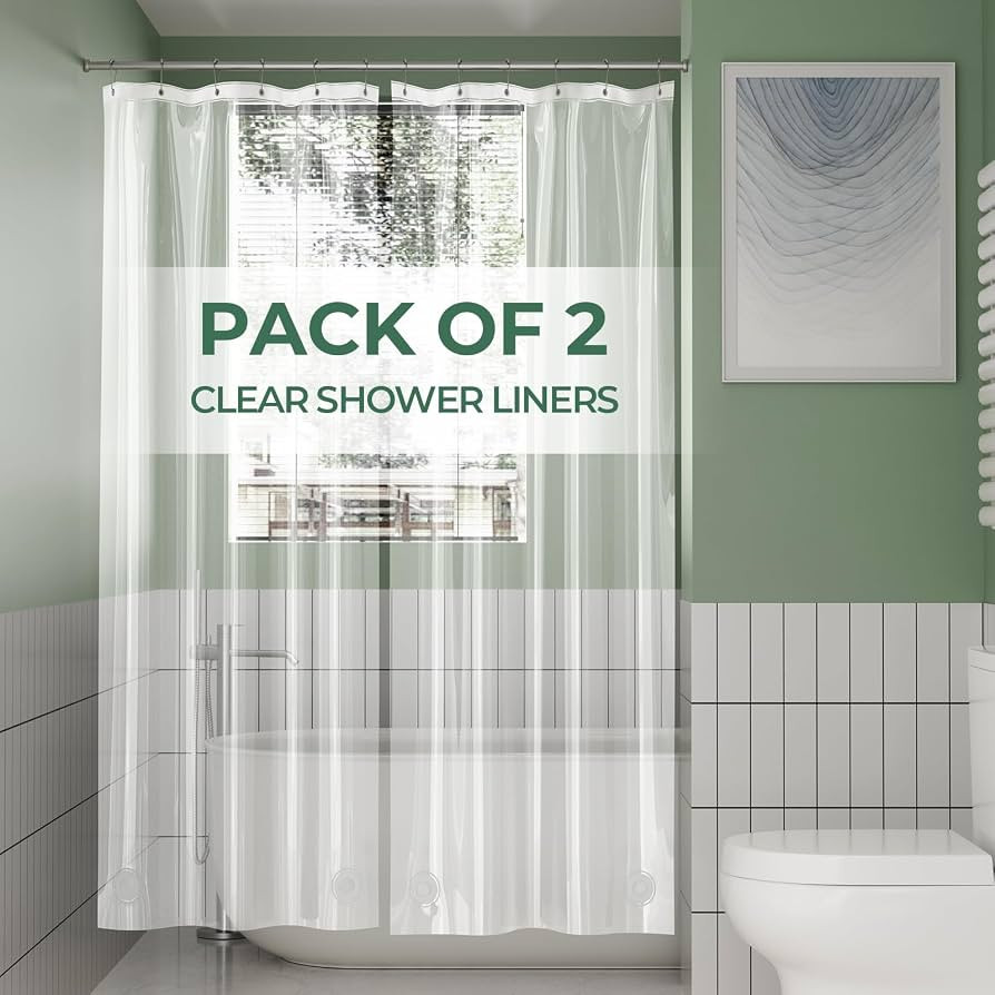 AmazerBath Stall Shower Curtain Liner 2 Pack, 36 x 72 Inches PEVA Plastic Shower Liner with 2 Wei... | Amazon (US)