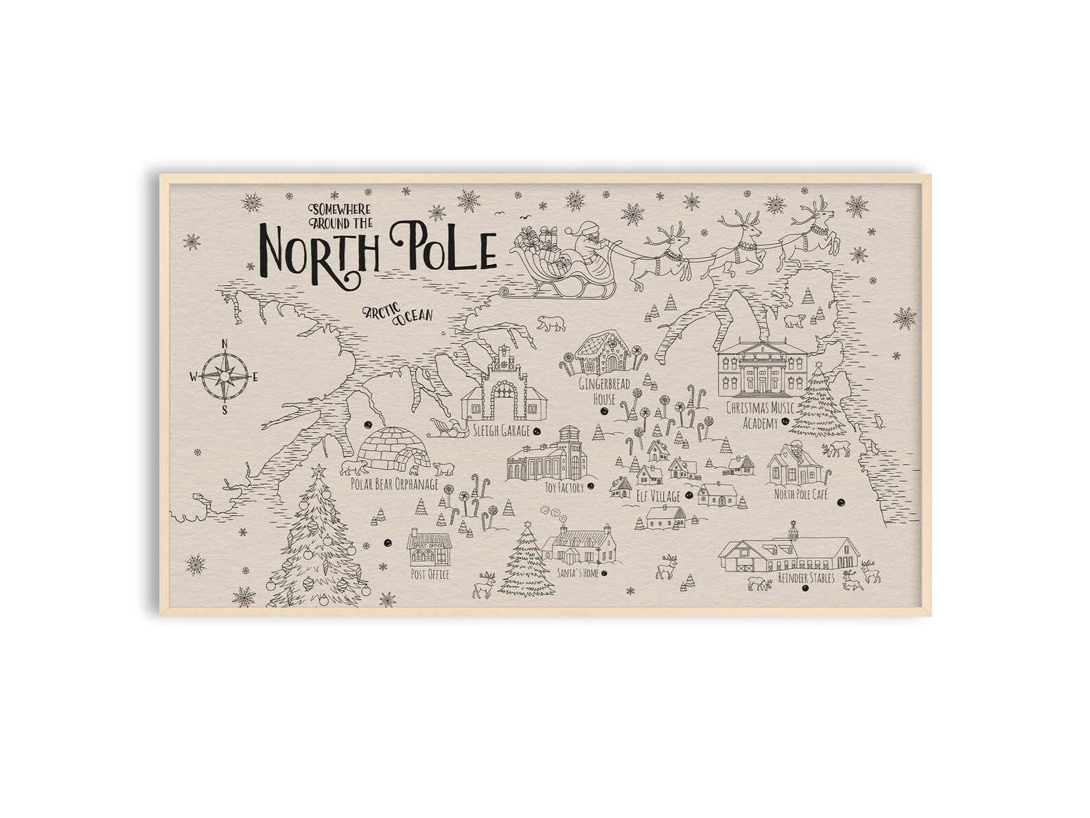 Samsung Frame TV Art Christmas North Pole Map Santa - Etsy | Etsy (US)