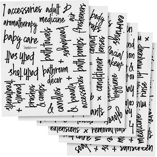 Talented Kitchen Bathroom Labels for Containers - Transparent Vinyl, Black Script, 192 Stickers -... | Amazon (US)