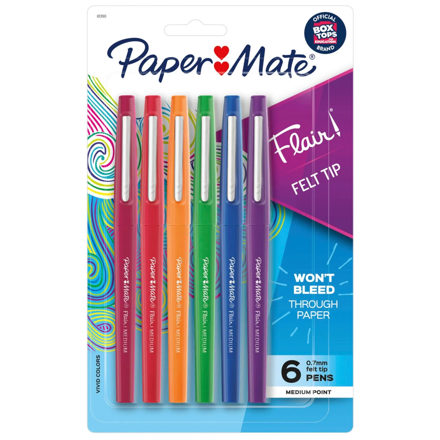 Paper Mate Flair Felt Tip Pens, Medium Point 0.7mm, Pastel Colors, 6 Count | Walmart (US)