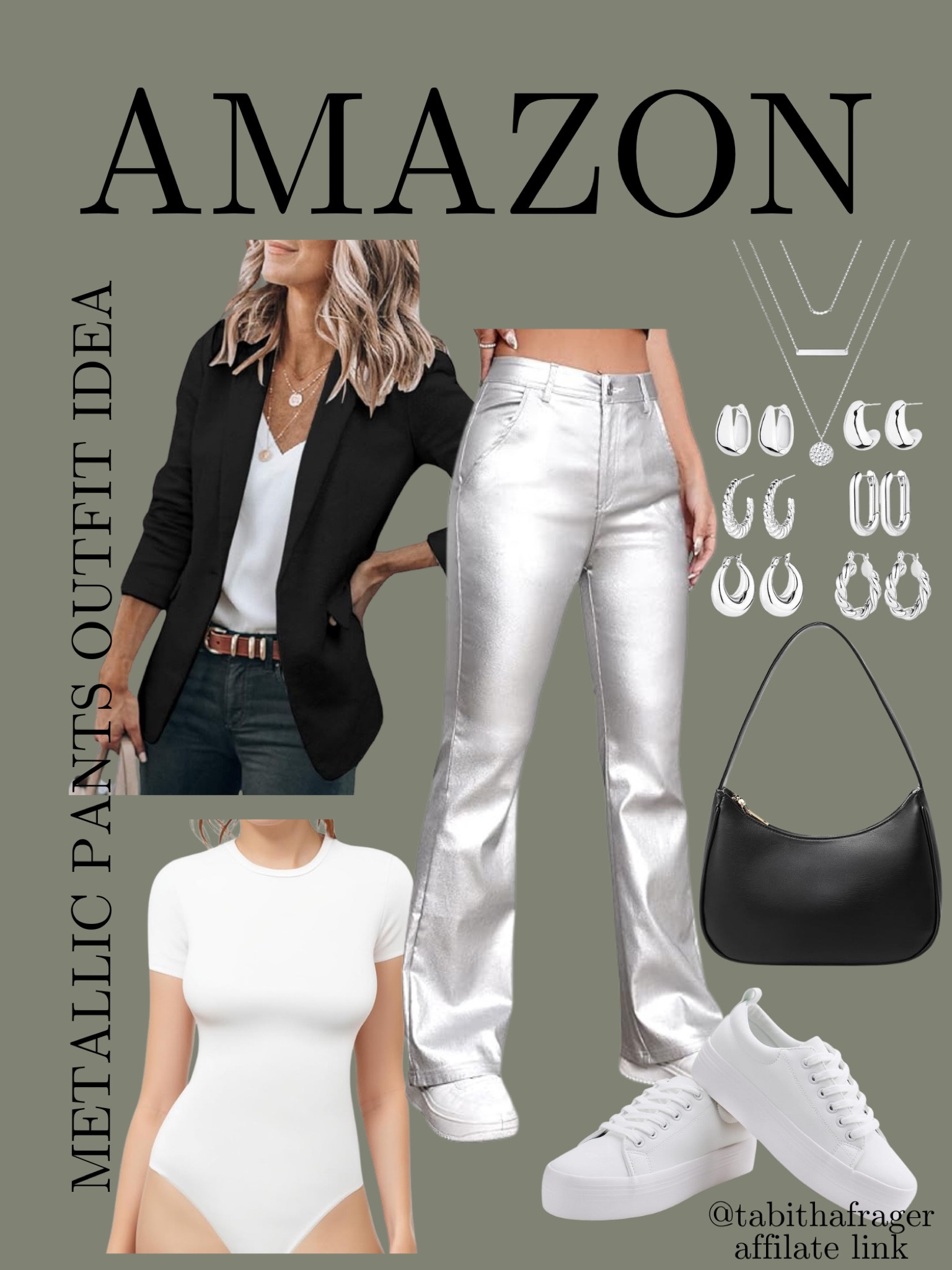Metallic pants outfit idea. Metallic pants casual outfit idea. Amazon metallic pants. Business casual outfit idea  

#LTKfindsunder50 #LTKworkwear #LTKstyletip