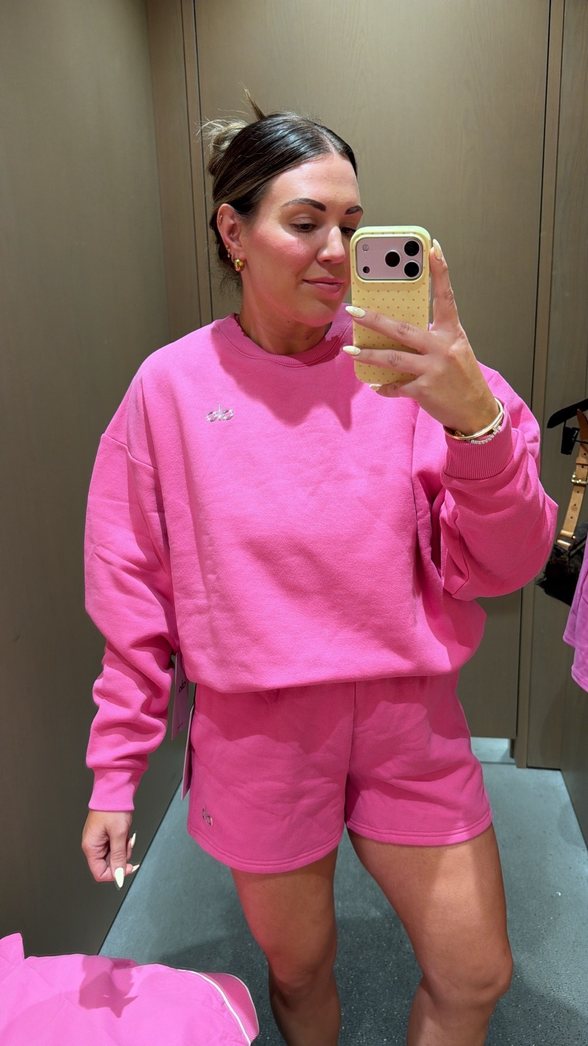 curvy midsize Alo Paradise Pink look! wearing size large in tank (will wear with bra) and size medium in shorts and pullover (runs big!)

#LTKSeasonal #LTKActive #LTKMidsize