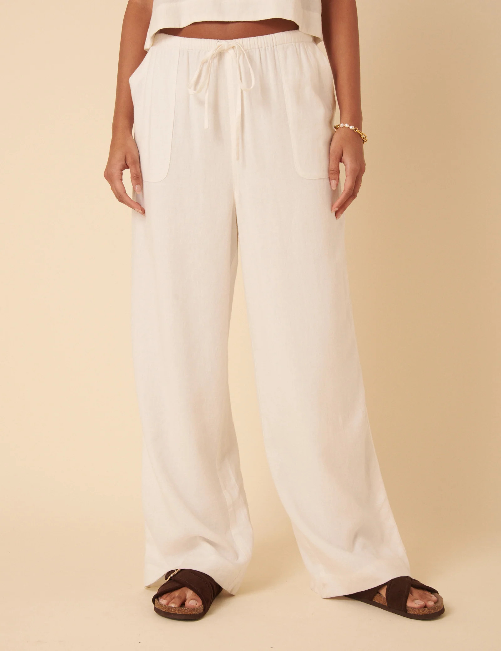 White Linen-blend Shona Trousers | Nobody's Child
