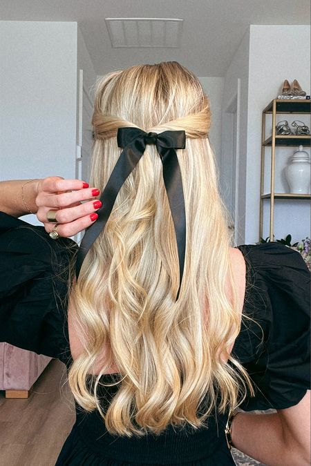 A dainty black bow adds a little feminine touch! Love that this is a clip so it makes it so easy to place! Wearing an XS in the dress  

#LTKbeauty #LTKunder50 #LTKstyletip