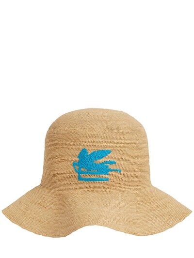 Etro - Logo raffia bucket hat - Beige/Blue | Luisaviaroma | Luisaviaroma