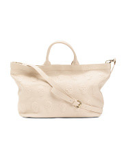 Made In Italy Leather Embossed Skulls Tote | TJ Maxx