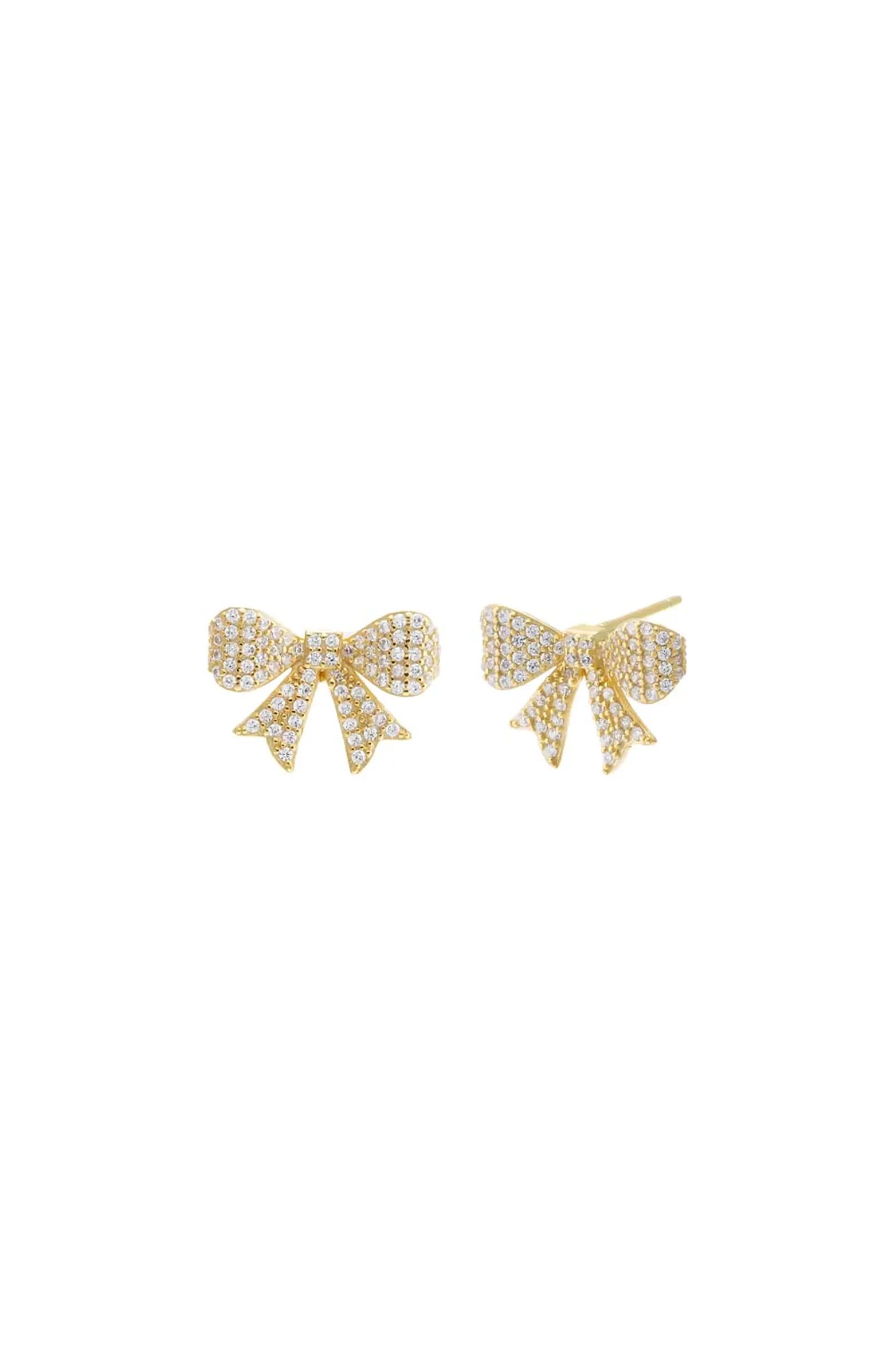 Adina Eden Mini Pave Bow Tie Stud Earring | Nordstrom | Nordstrom