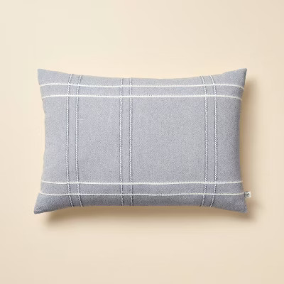 14"x20" Cross Stripe Lumbar Throw Pillow Washed Blue - Hearth & Hand™ with Magnolia | Target