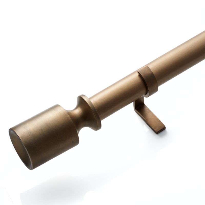 Barnes Antiqued Brass 1.25"dia.x 48"-88" Curtain Rod Set | Crate & Barrel