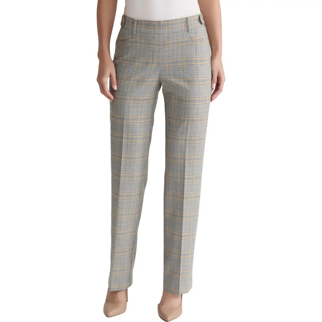 Jones New York Button Tab Plaid Slim Fit Pants in Jonagold Multi at Nordstrom, Size Large | Nordstrom