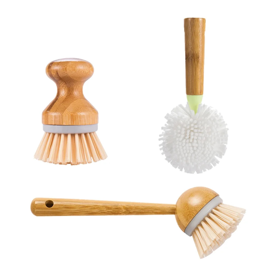 TAWOHI Bamboo Kitchen Shank Cleaning Brush Three-Piece Style - Walmart.com | Walmart (US)