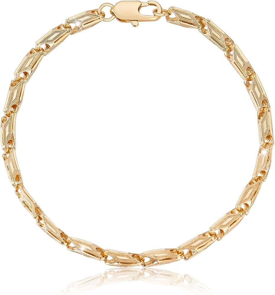 Richapex 18k Gold Bracelet for Women, Cuff Bracelets for Women, 18k Gold Plated Bracelet Mesh/Geo... | Amazon (US)